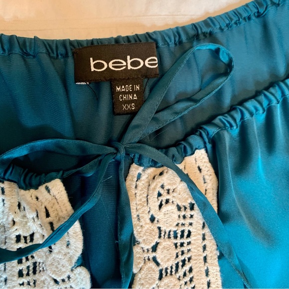 BEBE satin boho crotchet blouse - Picture 8 of 9